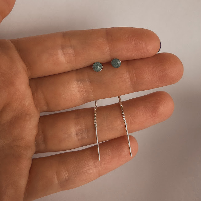 Cercei din argint cu turcoaz natural și rășină UV – model lung, 6.5 cm [6]