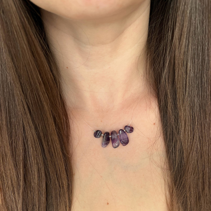 Colier Ametist Aura - fir transparent, pietre naturale [2]