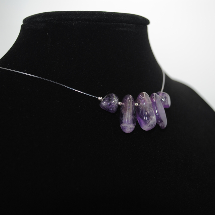 Colier Ametist Aura - fir transparent, pietre naturale [4]