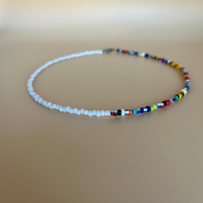 Colier handmade din mărgele de nisip, multicolor, 39 cm – Ofertă fulger 10 lei [2]