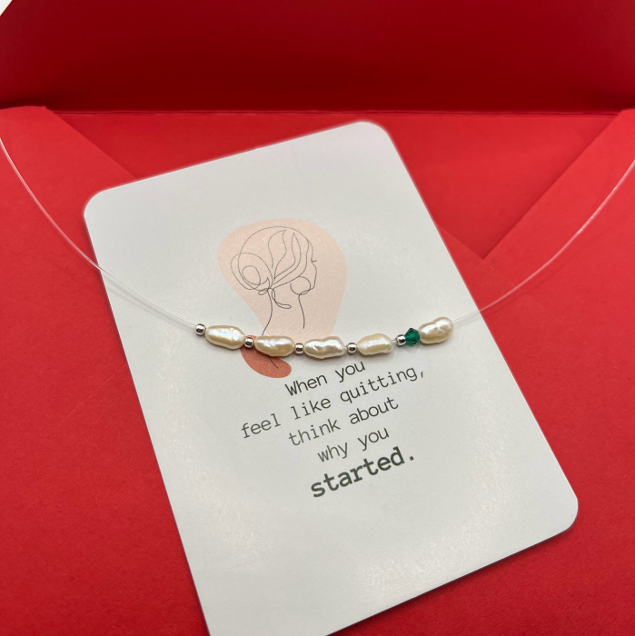 Colier Pearl Color Drop-Green, handmade cu perle de cultura [6]