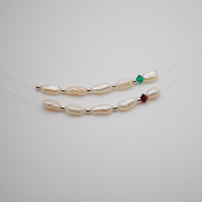 Colier Pearl Color Drop-Ruby, handmade cu perle de cultura [5]