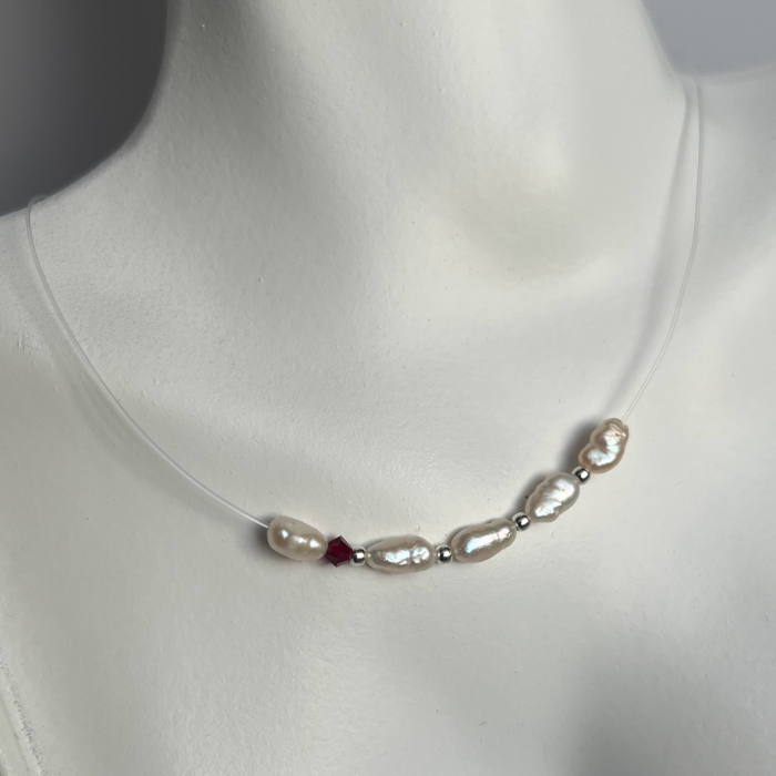 Colier Pearl Color Drop-Ruby, handmade cu perle de cultura [2]
