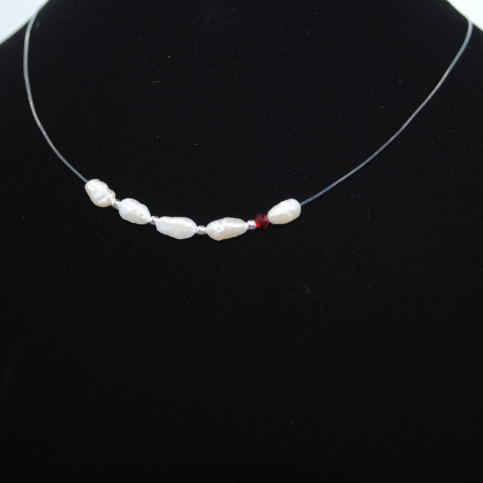 Colier Pearl Color Drop-Ruby, handmade cu perle de cultura [4]