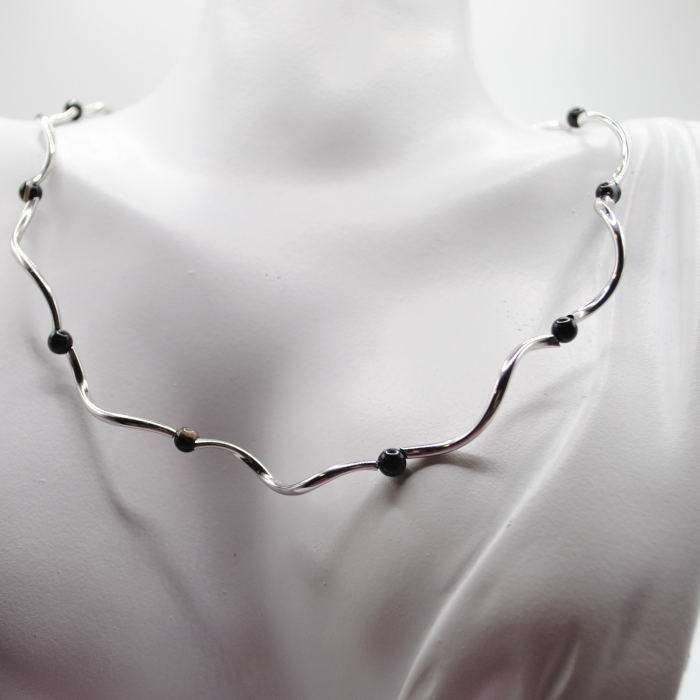 Colier Wave Noir-handmade, cupru si otel inoxidabil [3]