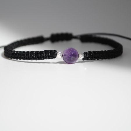 Brățară cu Ametist – Zodia Vărsător – Șnur Reglabil & Argint 925 – Gabrieli [3]