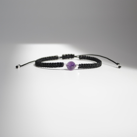 Brățară cu Ametist – Zodia Vărsător – Șnur Reglabil & Argint 925 – Gabrieli [2]