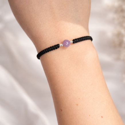 Bijuterii dama - Brățară Lepidolit  6 mm – Zodia Balanță  Calm & Echilibru Emoțional, Handmade, Argint 925