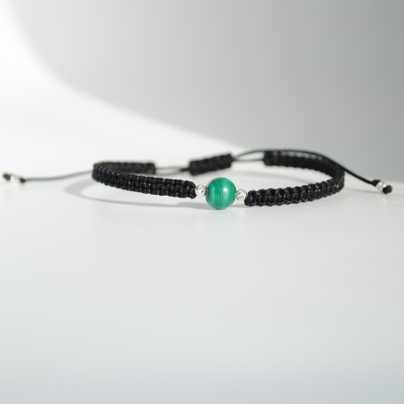 Brățară Malachit Natural 6 mm – Zodia Taur | Protecție & Abundență, Handmade, Argint 925 [1]