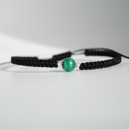Brățară Malachit Natural 6 mm – Zodia Taur | Protecție & Abundență, Handmade, Argint 925 [2]