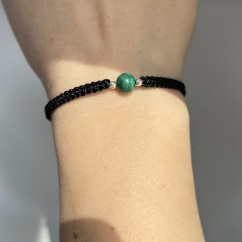 Bijuterii dama - Brățară Malachit Natural 6 mm – Zodia Taur | Protecție & Abundență, Handmade, Argint 925