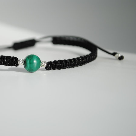 Brățară Malachit Natural 6 mm – Zodia Taur | Protecție & Abundență, Handmade, Argint 925 [3]