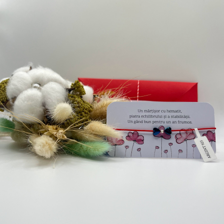 Brățară Mărțișor cu Inimi din Hematit Albastru și Argint – Handmade, Reglabilă, Cadou cu Semnificație [3]