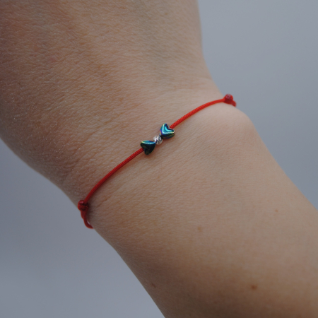 Martisoare - Brățară Mărțișor cu Inimi din Hematit Multicolor și Argint – Handmade, Reglabilă, Purtabilă Tot Anul