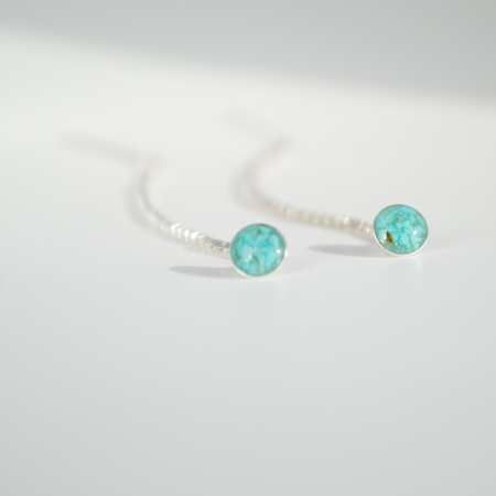 Cercei din argint cu turcoaz natural și rășină UV – model lung, 6.5 cm [3]