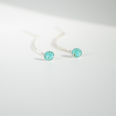 Cercei din argint cu turcoaz natural și rășină UV – model lung, 6.5 cm [4]