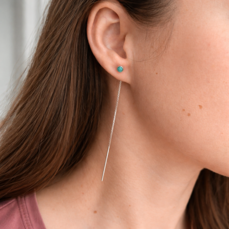 Cercei - Cercei din argint cu turcoaz natural și rășină UV – model lung, 6.5 cm