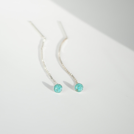 Cercei din argint cu turcoaz natural și rășină UV – model lung, 6.5 cm [1]