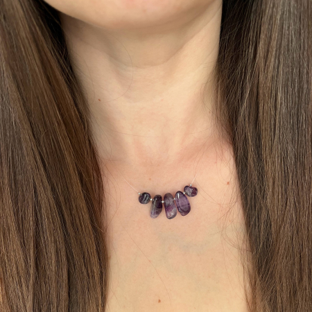 Colier Ametist Aura - fir transparent, pietre naturale [1]