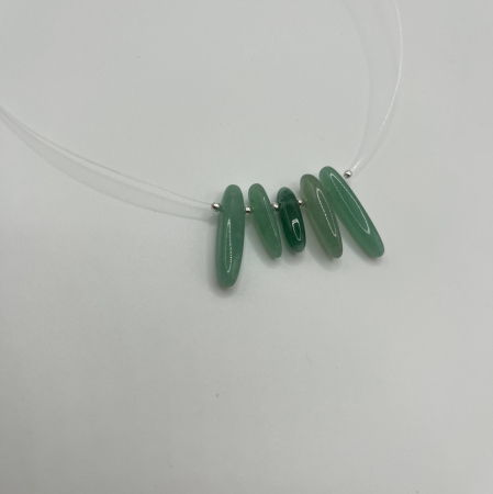 Colier AVENTURIN AURA – Fir Transparent, Gheruțe Aventurin, Argint & Inox [2]