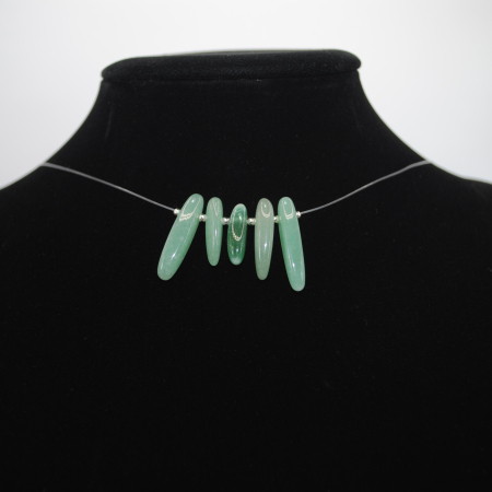 Colier AVENTURIN AURA – Fir Transparent, Gheruțe Aventurin, Argint & Inox [3]