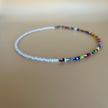 Colier handmade din mărgele de nisip, multicolor, 39 cm – Ofertă fulger 10 lei [1]