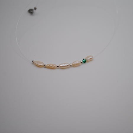Colier Pearl Color Drop-Green, handmade cu perle de cultura [1]