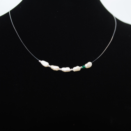 Colier Pearl Color Drop-Green, handmade cu perle de cultura [6]