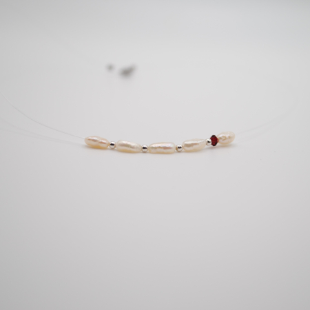 Coliere - Colier Pearl Color Drop-Ruby, handmade cu perle de cultura