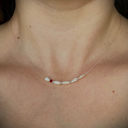 Colier Pearl Color Drop-Ruby, handmade cu perle de cultura [5]