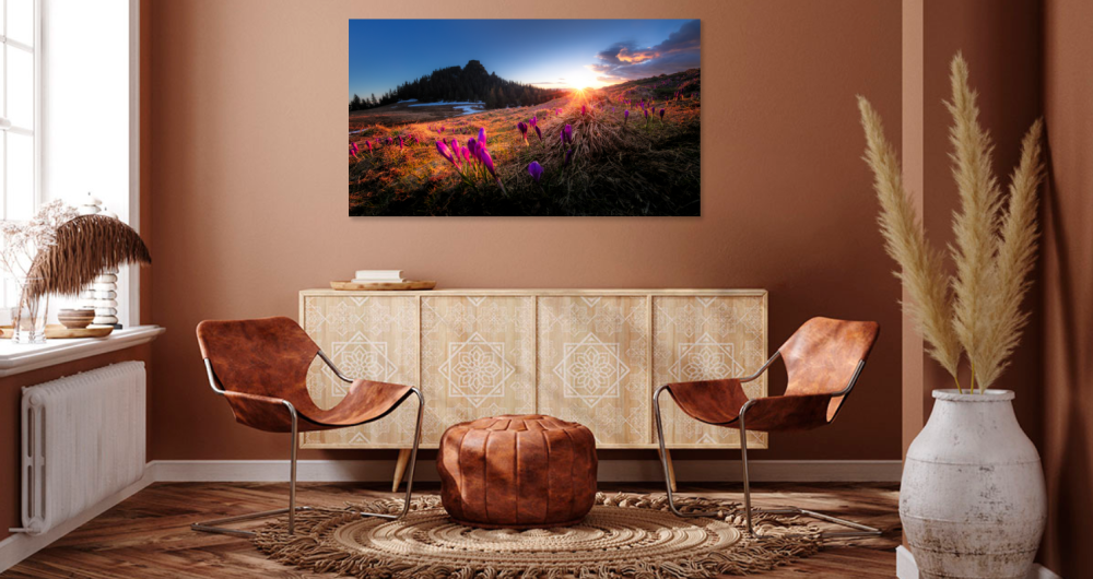 Tablou canvas, Branduse in Muntii Rarau, cu Pietrele Doamnei in fundal, 50x30 cm [2]