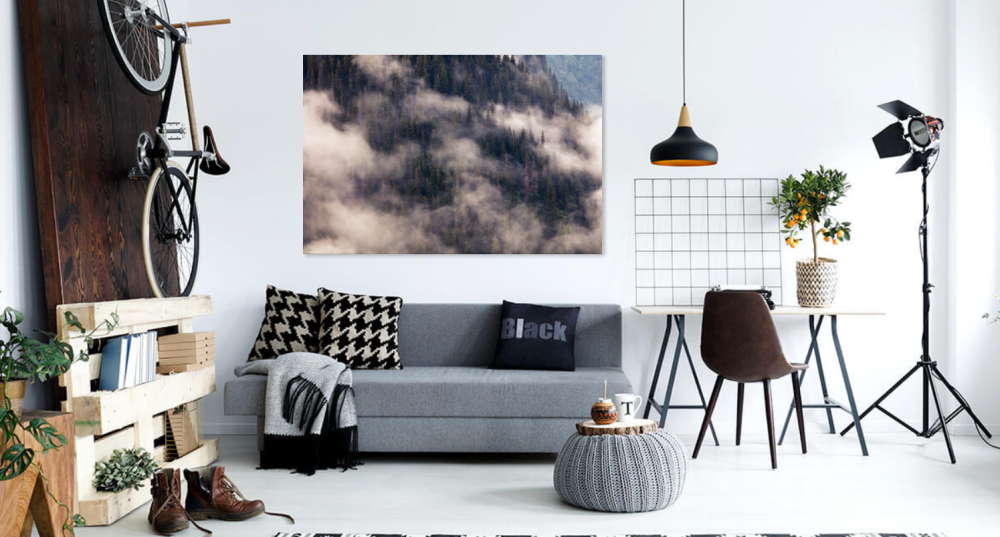 Tablou canvas, Ceata pe pantele Muntilor Fagaras, 100x70 cm [2]