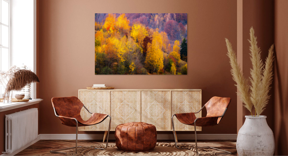 Tablou canvas, Culori de toamna in Culoarul Rucar-Bran, munte, 100x70 cm [3]