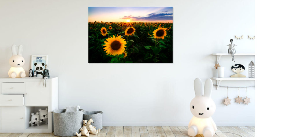 Tablou canvas, Floarea soarelui la apus, sunflowers in the sunset, 90x60 cm [6]