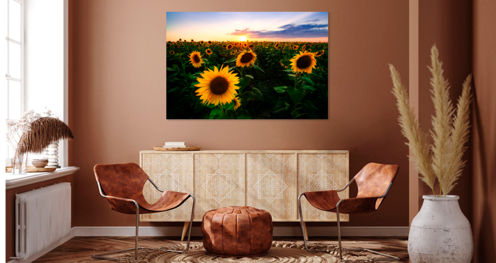 Tablou canvas, Floarea soarelui la apus, sunflowers in the sunset, 90x60 cm [4]