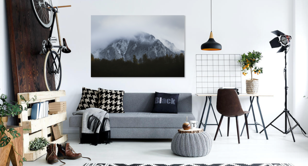 Tablou canvas, Piatra Craiului prin ceata, munte, 50x30 cm [3]