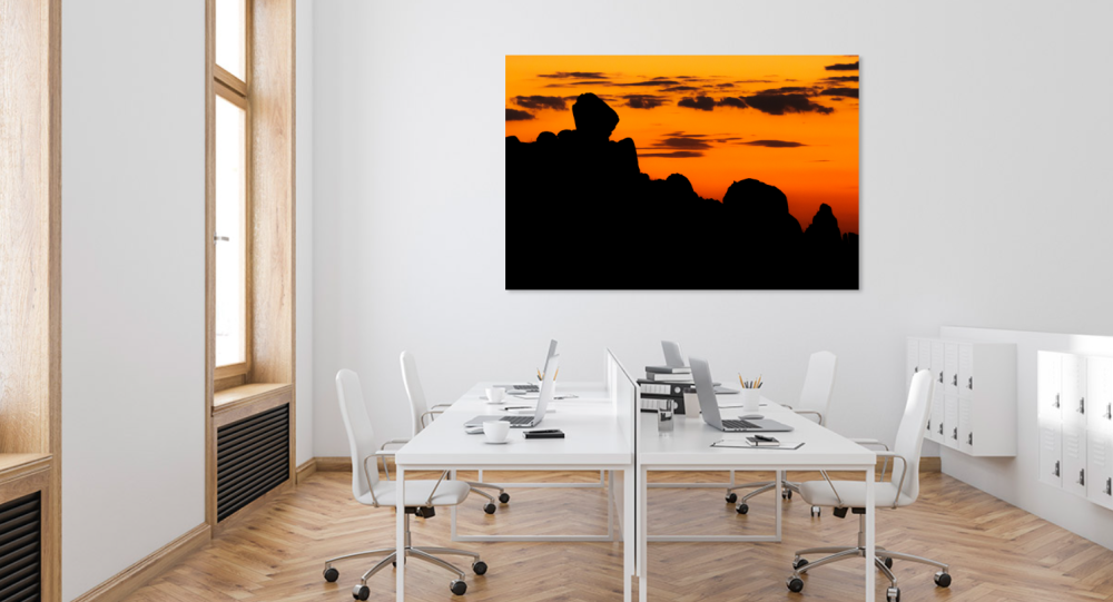 Tablou canvas, Siluetele dealurilor erodate din Culmea Pricopanului, apus, 100x70 cm [5]