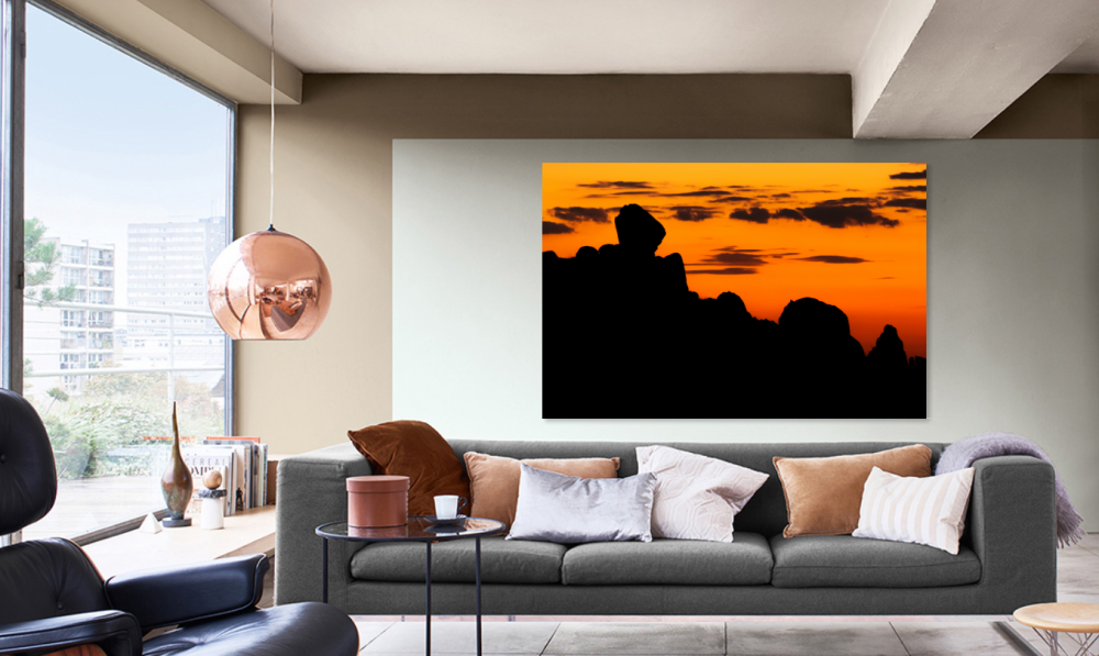 Tablou canvas, Siluetele dealurilor erodate din Culmea Pricopanului, apus, 100x70 cm [4]