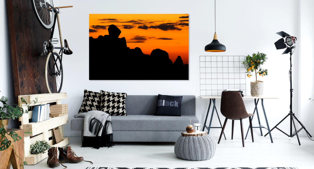 Tablou canvas, Siluetele dealurilor erodate din Culmea Pricopanului, apus, 100x70 cm [3]