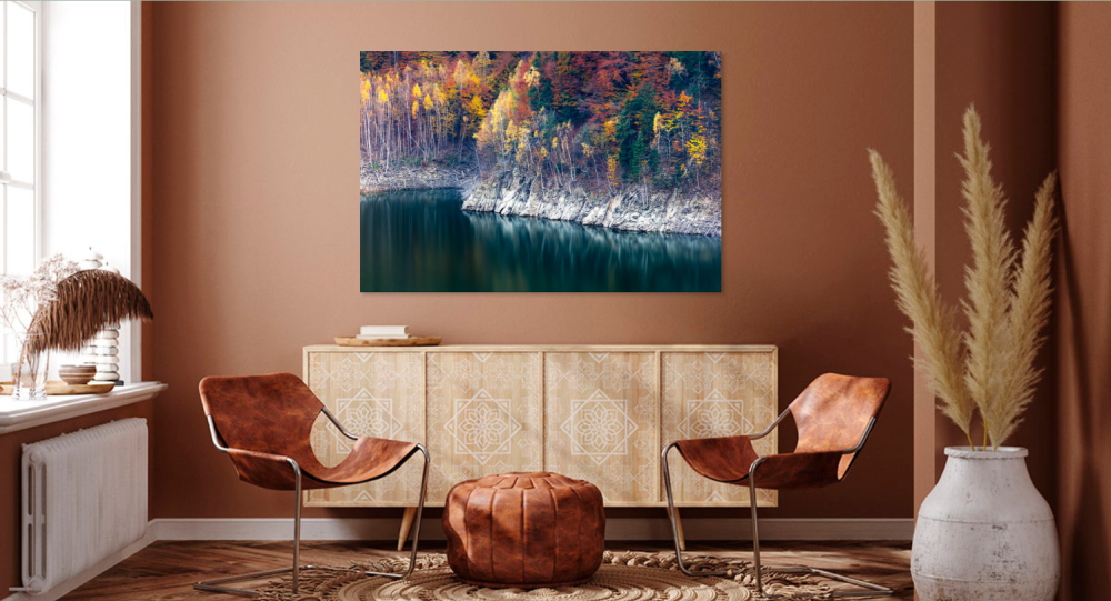 Tablou canvas, Toamna pe lacul de la barajul Siriu, Buzau, 120x80 cm [4]