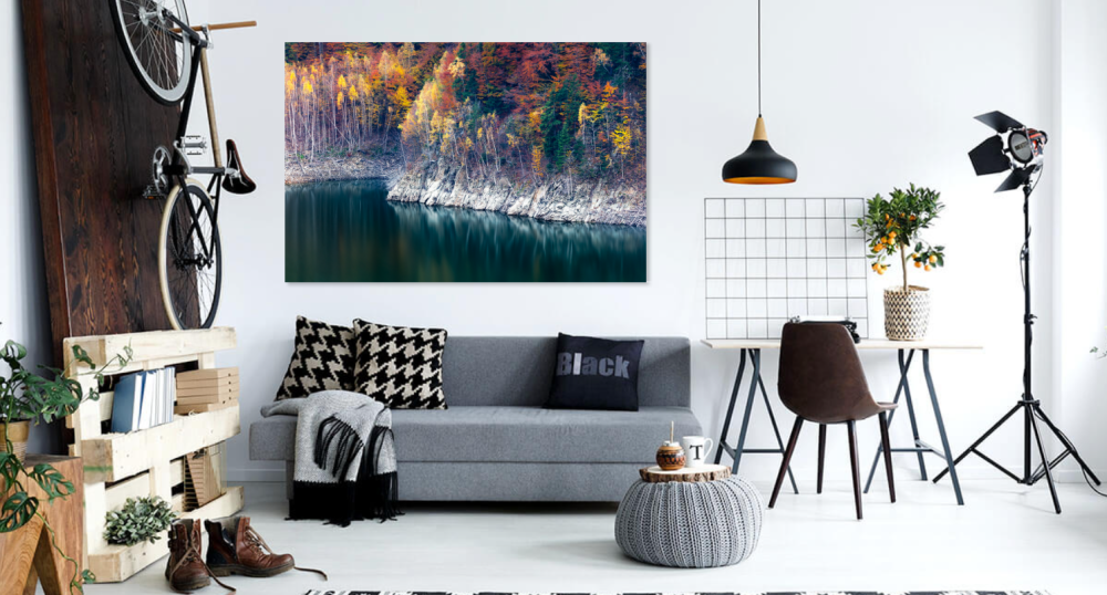 Tablou canvas, Toamna pe lacul de la barajul Siriu, Buzau, 120x80 cm [3]