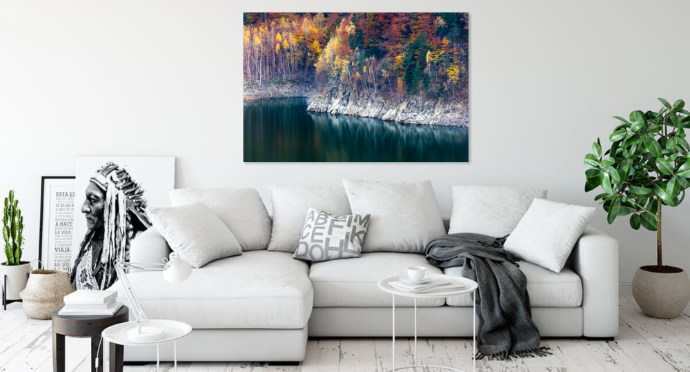 Tablou canvas, Toamna pe lacul de la barajul Siriu, Buzau, 120x80 cm [2]