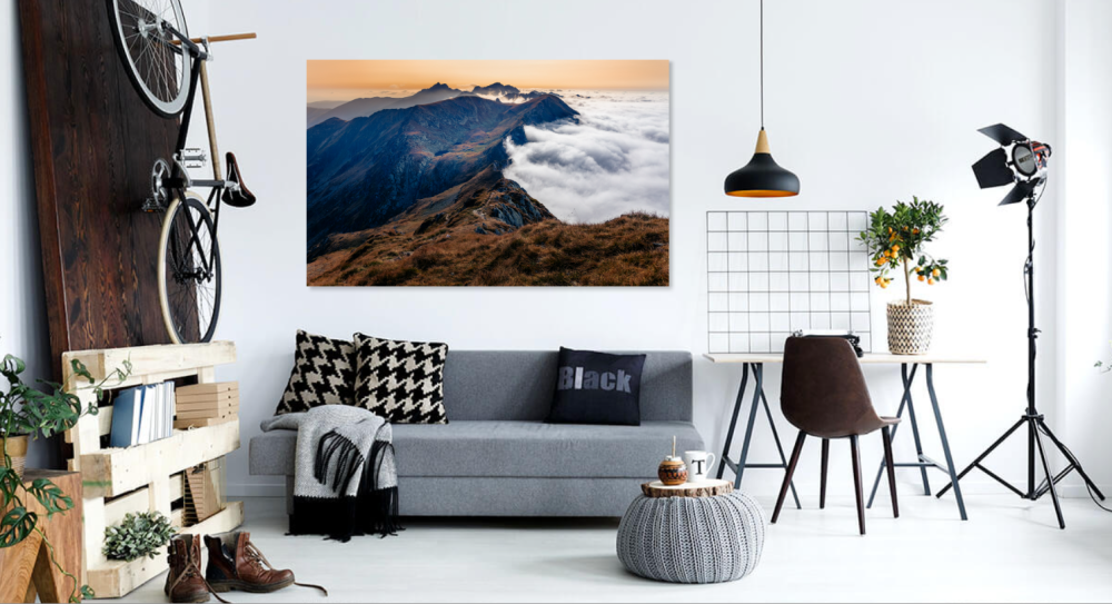 Tablou canvas, Vedere de pe Vf. Iezerul Caprei spre Creasta Fagarasului, munti, 120x80 cm [3]