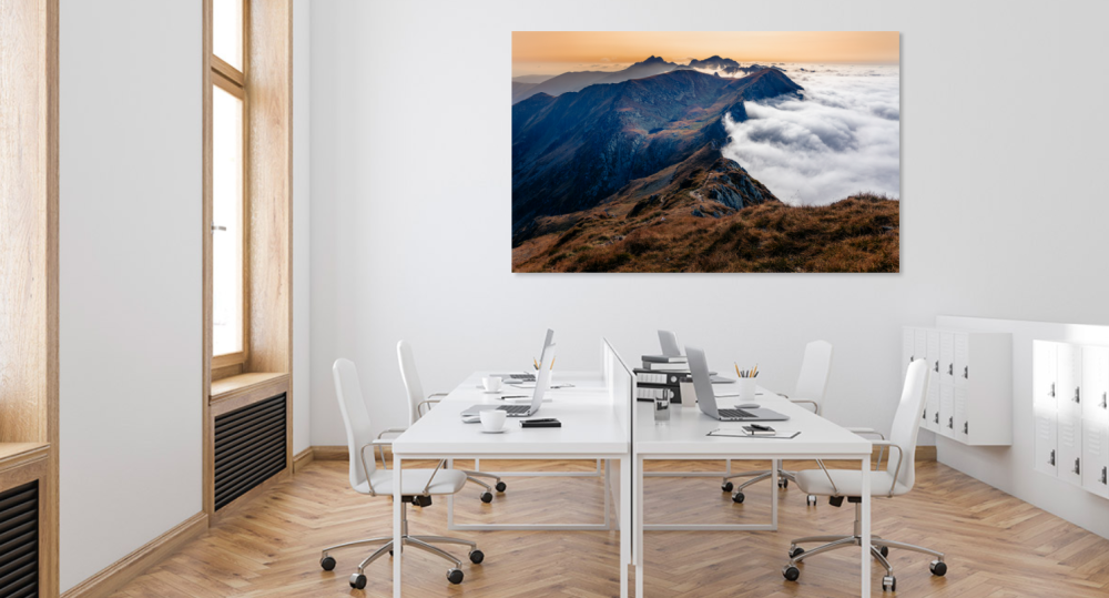 Tablou canvas, Vedere de pe Vf. Iezerul Caprei spre Creasta Fagarasului, munti, 120x80 cm [4]