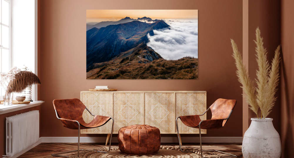 Tablou canvas, Vedere de pe Vf. Iezerul Caprei spre Creasta Fagarasului, munti, 120x80 cm [2]