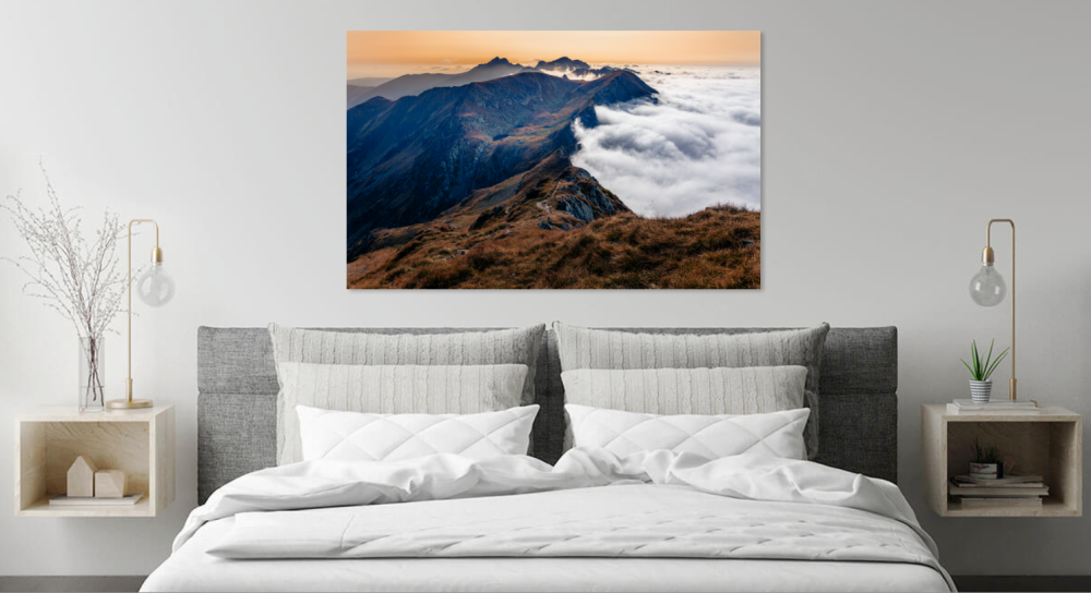 Tablou canvas, Vedere de pe Vf. Iezerul Caprei spre Creasta Fagarasului, munti, 120x80 cm [5]