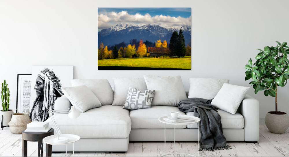 Tablou canvas, Vedere spre Bucegi intr-o zi de toamna, munte, 75x50 cm [3]