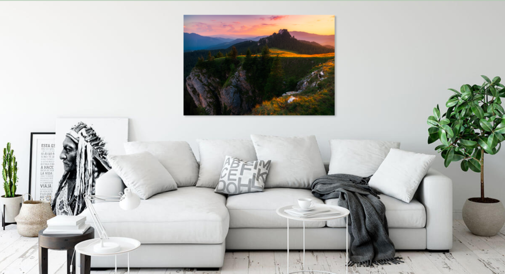 Tablou canvas, Vedere spre Pietrele Doamnei din Muntii Rarau, 100x70 cm [2]