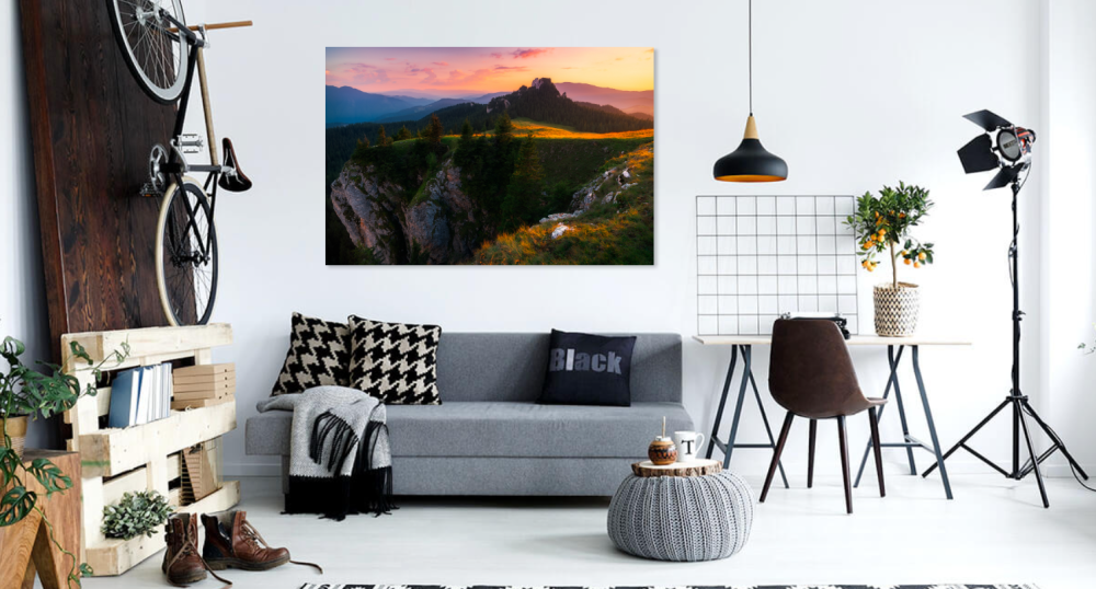 Tablou canvas, Vedere spre Pietrele Doamnei din Muntii Rarau, 100x70 cm [3]