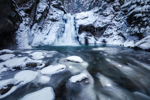 Tablouri canvas - Tablou canvas, Cascada Casoca iarna, Buzau, 75x50 cm